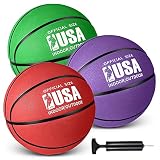Libima 3 Pcs Official Size 5 7 Basketball Indoor Outdoor Colorful Rubber Basketball for Game Practic