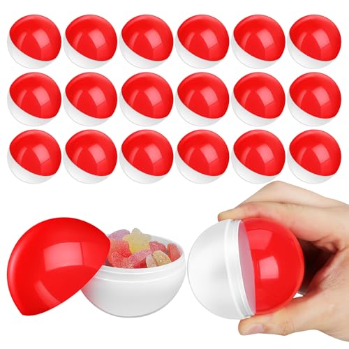 JECOMPRIS 20 Stück Automaten Kapseln zum Befüllen: 65 Mm Leere Kleine Runde Kapseln Rot für Preise Weihnachts Und Osterpartygeschenke
