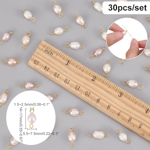 NBEADS 30 Pcs Natural Freshwater Pearl Links - Image 2