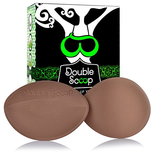 Double Scoop® Push Up Inserts w/Bonus Tape Sticky Strips, Instant Breast Implants, Replacement Bra Pads, Padded Bralette Hack, Breast Lift, Foam Bra Filler Insert, Bra Stuffer, Cup Size A/B (Brown)2