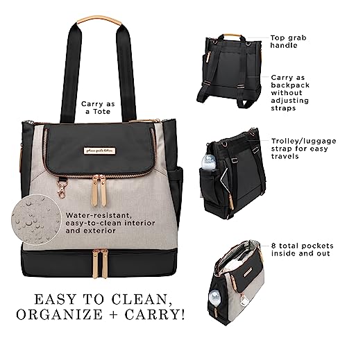 Petunia Pickle Bottom Pivot Backpack | Multiple Carrying Options (Backpack Or Tote) | Insulated Pockets To Keep You Organized | Modern Silhouette With A Roomy Interior | Sand/Black #TOP2