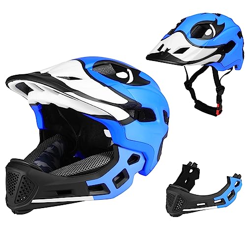 Ailgely Fahrradhelm Kinder Helm Fullface Abnehmbar mit Kinnschutz, Jugend Unisex 50-56cm BMX Helm Kinder für Kinderfahrrad, Roller, Skater - Fahrrad Helm Jungen & Mädchen