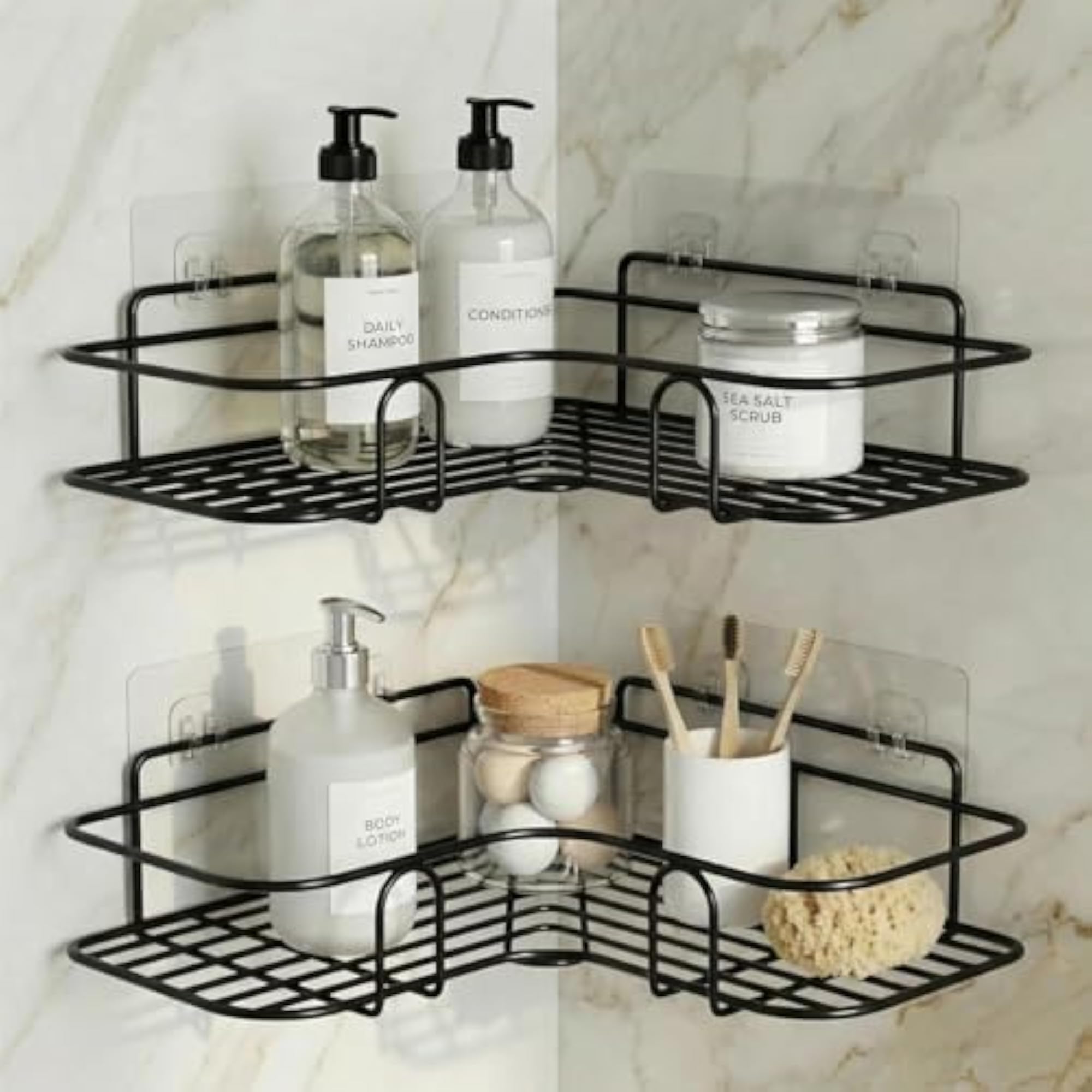 Set of 2 Corner Shower Caddy Shelves