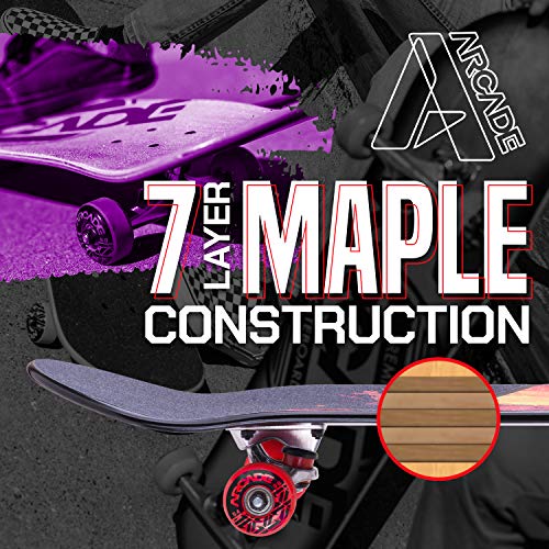 Arcade Skate Board for Kids 8-12 - 31” Skateboards for Beginners, Skateboards for Teens, Skateboards for Adults - Skateboard Beginner Kids - Skateboards for Girl & Boys (Lava Flow)