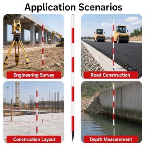 Poste topográfico de aluminio liviano para construcción y cartografía profesional 8