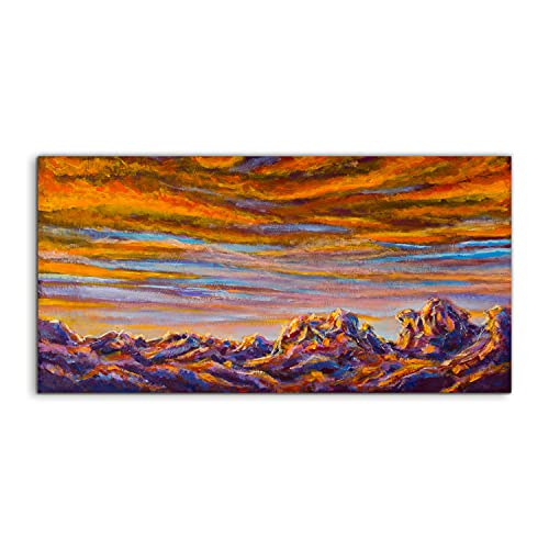 Cadre photo acryl salon zen avec grand paysage montagneux