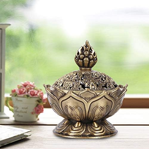Jadeshay Incense Burner - 2 Colors Lotus Incense Smoke Cone Aroma Burner Holder Home Decoration(Bronze)