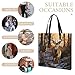 Deers Picture Leather Handbags, Fashion PU Leather Tote Bag, Extra Large Capacity Shoulder Bag, Multi-Pattern Printed Shopper, Reusable Durable Travel Work Bag, for Women Men