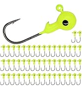UperUper 50pcs Fishing Jig Heads Set, Red Round Ball Fishing Jig Head Hooks for Saltwater Freshwa...