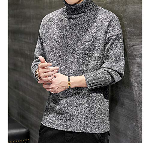 Dawwoti Suéter básico masculino, gola tartaruga casual tricotado suéter cor sólida tricô suéter novo