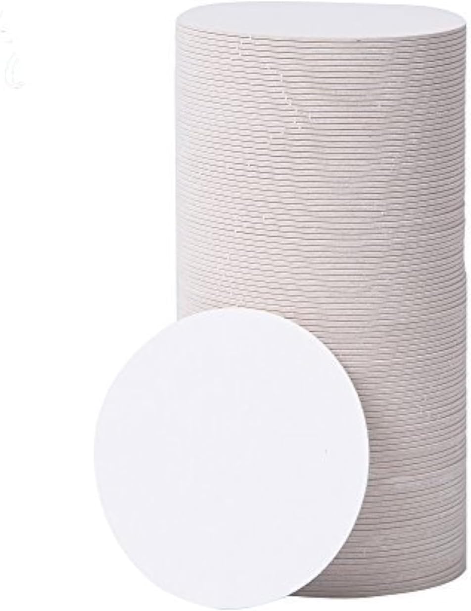 Cardboard Coasters 100 Pack 4 inch Round - White Blank Coasters Bulk Set - Paper Coasters for Drinks DIY Kids Arts and Crafts