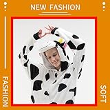 COSUEKET Snug Fit Unisex Adult Onesie Pajamas, Flannel Cow Animal One Piece Halloween Costume Cosplay Sleepwear Homewear