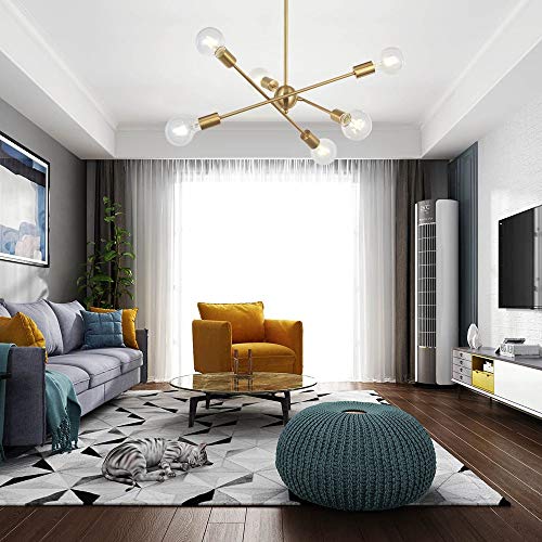 BONLICHT Modern Sputnik Chandelier Lighting 6 Lights Brushed Brass Chandelier Mid Century Pendant Lighting Gold Ceiling Light Fixture for Hallway Bar Kitchen Dining Room by BONLICHT - Image 7