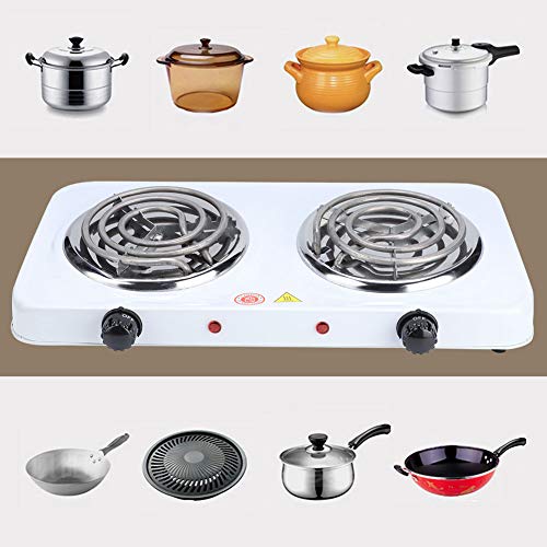 Image of Electric Double Burners, Automatic Temperature Control Durable and Antirust Double Burners Hot Plate, Lightweight Design for Home School Kitchen Restraunt