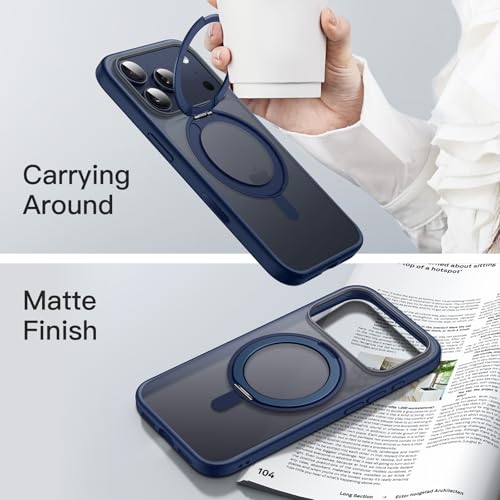 JETech 360 Degree Rotatable Ring Case for iPhone 17 Pro 6.3-Inch with Camera Control Button, Compatible with MagSafe, Slim Shockproof Phone Cover with Stand & Ring Holder (Deep Blue) by JETech - Image 8