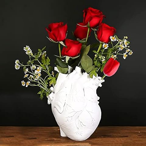 Delamiya Jarrón de corazón de resina decorativa Cover