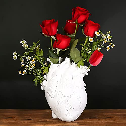 Herz Vase Anatomisches Blumentopf, Vasenharz Dekorative Blumevase, Vasendekoration für Wohnzimmer Schlafzimmer Hochzeit Party(Enthält Keine Blumen)