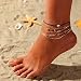 Produktbild Ushiny Boho Herz Fußkettchen Gold Kristall Knöchel Armband Perlen Fußkettchen Sommer geschichteten Fußkette Schmuck Zubehör für Frauen und Mädchen