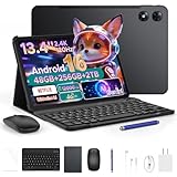【2026新登場 Android16 タブレット 13.4インチインチFHD+大画面、2.4K 120Hz、4G LTE】P13 Pro アンドロイドタブレット、48GB+256GB+2TB拡張対応、T7280 8コアCPU、12000mAh 18W、Gemini AI搭載、Widevine L1、デュアルSIM、顔認識、5GWiFi、キーボード、スタイラスペン付き、仕事、学習、動画視聴に適, 黒