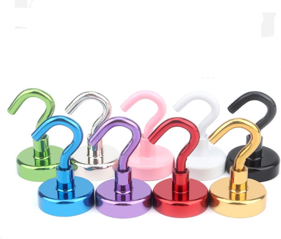 9 Pack Colorful Magnetic Hooks, Heavy Duty Magnet Hooks for Refrigerators,Magnetic Hook for Hanging, Keys, Lockers, Home, Office, Classroom (KNE25(24KG))