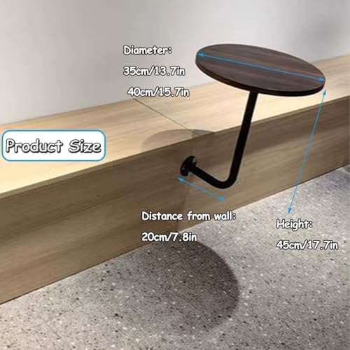 Modern Wall Mounted Bar Table - Round Floating Pub Tray, L-Type Small Coffee Desk for Beverage & Milk Tea Shops, Space-Saving Design, Quick Installation (Log, 15.7in)