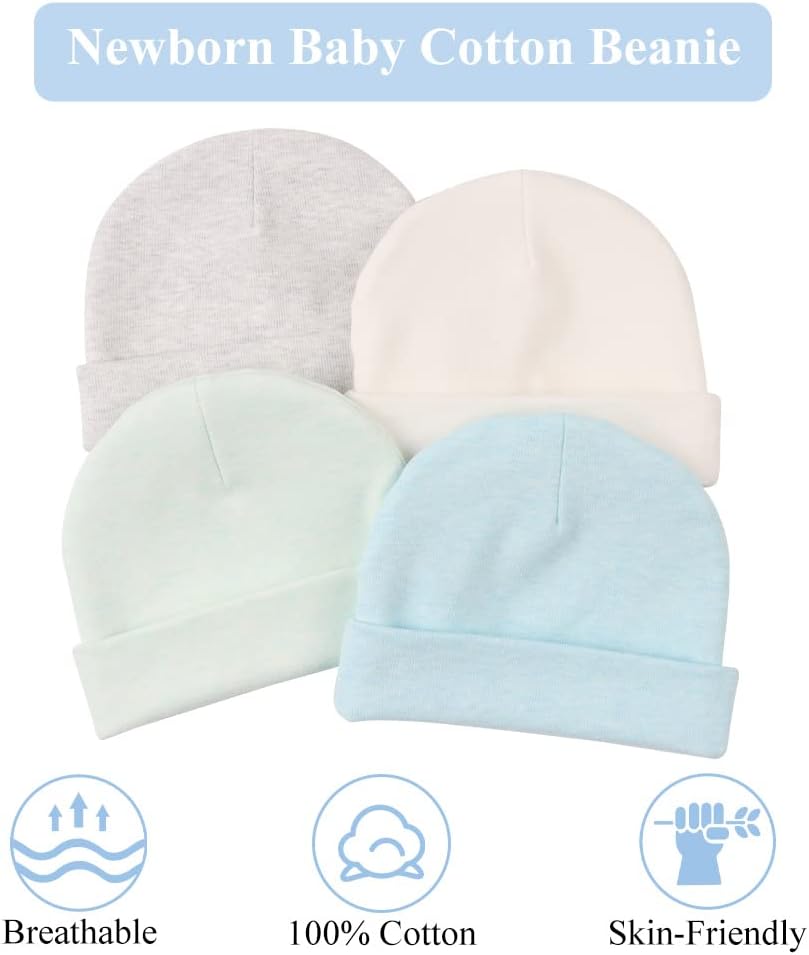 Zsedrut Spring Infant Hospital Beanie Newborn Baby Girls Cotton Hat Tolddler Boy Soft Double-Layer Hat - Image 5