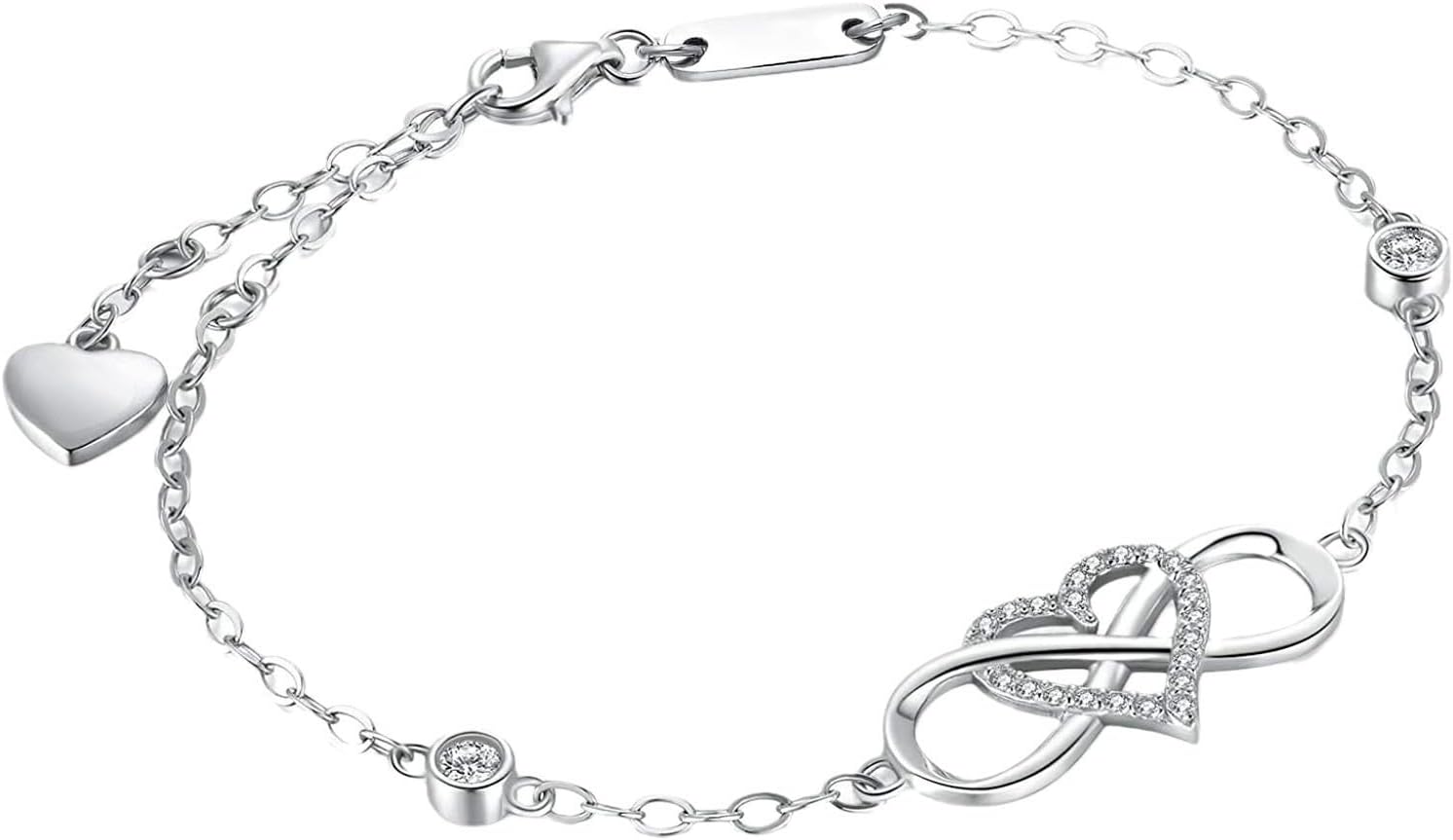 To My Daughter Infinity Forever Love Heart Bracelet, Cubic Zirconia Stainless Steel My Friend Bracelets From Mom Adjustable Inspirational Gift Jewelry - Image 5
