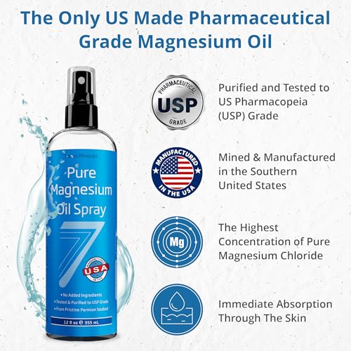 Seven Minerals Pure Magnesium Oil Spray, Big 12oz, USP Grade, Extra Strength, for Feet, Sleep, Muscle Pain & Cramps - Mined in The USA - Thumbnail 2