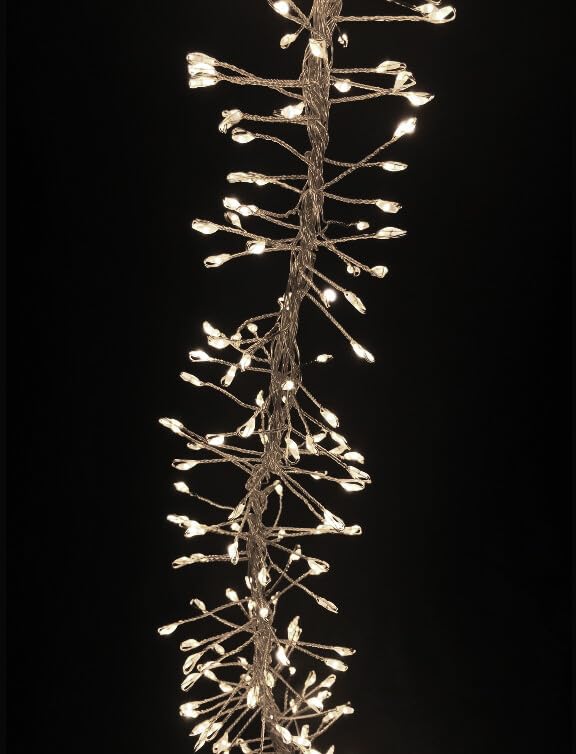 Guirnalda de hilos luminosos 600 luces LED blancas, cable plateado, 3 metros, ideal para decorar eventos y ambientes festivos.