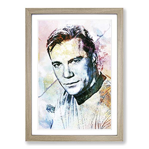 Image of William Shatner from Star Trek in Abstract Framed Wall Art Print A2 Oak