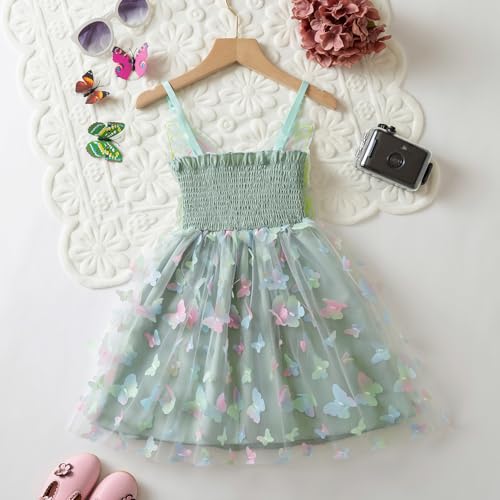 Girls Flower Sleeveless Strap Princess Layered Dress3