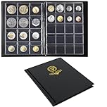 160 Pockets Coin Album - 10 Sheets Mixed Sizes Coin Holder 45x43/33x33 mm Collecting Grid for Pounds Pence Cents (Black) CS48160BK