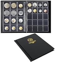 Münzalbum mit 160 Fächern – 10 Blatt Münzhalter in verschiedenen Größen, 45 x 43/33 x 33 mm, Sammelgitter für Pfund-Pence-Cents (schwarz) CS48160BK