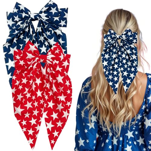 Pinzas para cabello con lazos patriotic 2 piezas miniatura 1