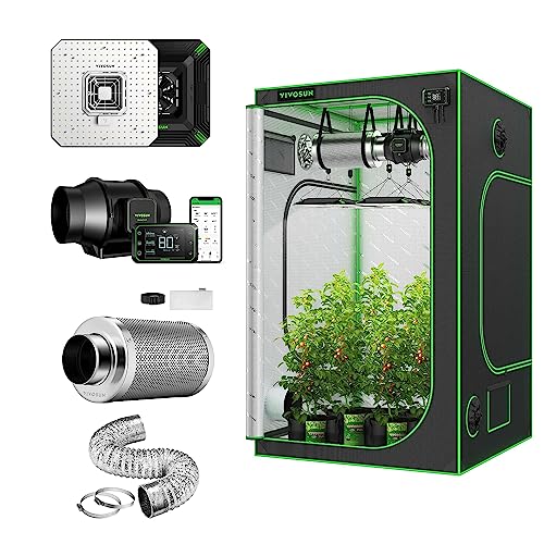 VIVOSUN S448 4x4 Grow Tent Smart Kit -AeroZesh S6 Inline Duct Fan...