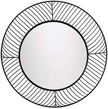 Wall Mirror, Bathroom Iron Hollow Frame Round Vanity Mirror, Unique Bedside Art Hanging Mirror (Color : Black)
