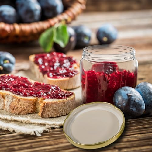 Oputec Lot de 50 couvercles à visser TO 82 doré – Couvercle de rechange pour bocaux de conservation | Couvercle Twist Off hermétique et adapté à un usage alimentaire – vue 4
