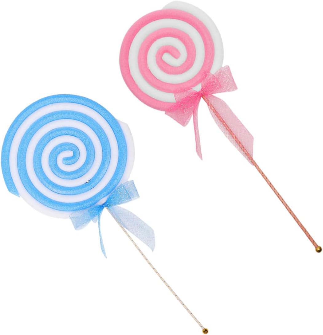 2pcs Realistic Fake Lollipop Models Eye-catching Candy Prop for Photo Shoots Wedding Party Decorations Lightweight Decorative Ornaments Red Blue
