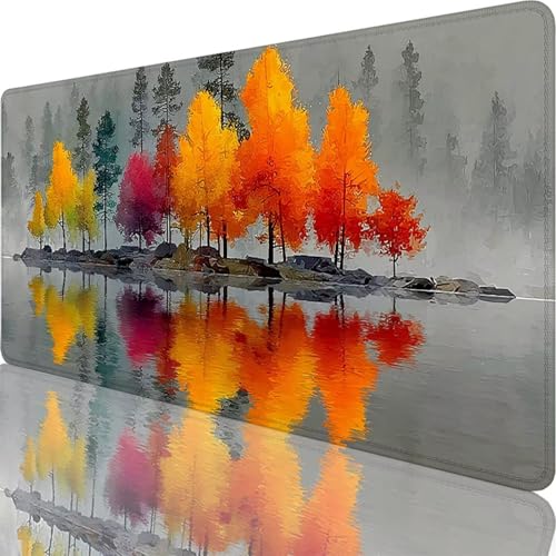 Tapis de Souris Gris 600 x 400 x 4 mm Grand Tapis de Souris XXL Arbre sous Main Bureau Gamer, à Bords Cousus, Base en Caoutchouc Antidérapante Mouse Pad pour PC, Ordinateur, Decoration Maison l-9468