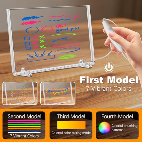 LED Note Board with 7-Color Light Modes, 13.7"X10" 7 Colors Acrylic Dry Erase Boards with Light, Include Adapter, Hanging Chain, Led Drawing Board for Kids Christmas & Birthday Gifts for Girls Boys - Image 4