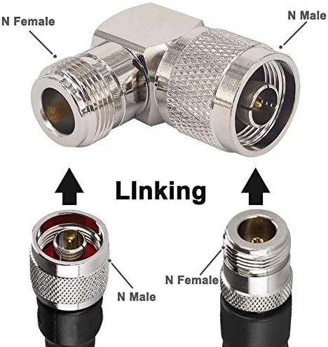 Boobrie 2-Pack N Type Adapter Right Angle Connector N Male to N Type Female 90 Degree Low Loss Coax Cable Adapter for Ham Radio Antenna Cable Cell Phone Signal Booster (NOT for TV)