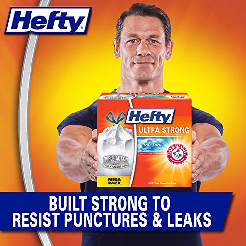 Hefty Ultra Strong Tall Kitchen Trash Bags, Clean Burst Scent, 13 Gallon, 80 Count
