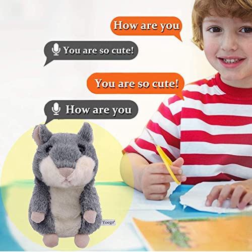Tworiver Kids Toys Talking Hamster Repeats What You Say,2 3 Year Old Girl Boy Birthday Gift Ideas & Toys,Infant Toddler Toys Sensory Toys For Ages 2-4,Clear Voice Interactive Plush Animal Toys (Gray) #TOP3