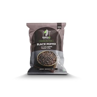 Pepperin® - Black Peppercorns (Whole) Bold | 100% Natural Sabut Kali Mirch | 100% Chemical-Free | Wayanad Origin - 100gm Pouch