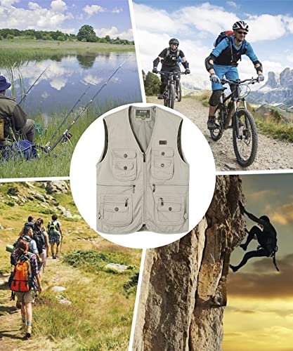 Olyljpinz Men's Fishing Vest With Multi-Pocket Sleeveless Jacket Hunting Vest Safari Travel Outdoor Casual Vest Gilet #TOP6
