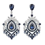 Denifery Wedding Teardrop Dangle Earrings Crystal Rhinestone Earrings Chandelier Earrings Rhinestone Dangle Drop Earrings for Wedding Prom Bride Bridesmaids (Deep Blue)