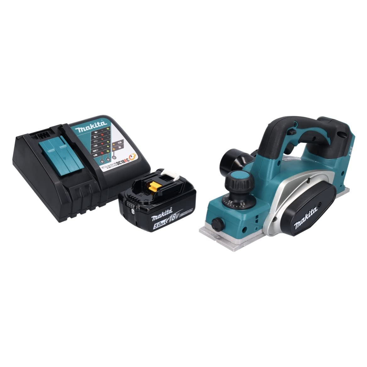 Makita DKP180Z, rabot sans fil LXT 18 V, 82 mm, batterie 5,0 Ah incluse