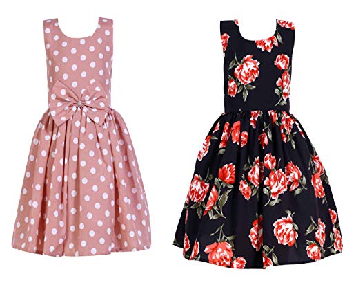 Image of Casual Frock for Baby Girls,Blue Printed and Olive Printed,Pack of 2