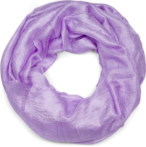 styleBREAKER Damen Loop Schal weich fließend | Seidig glänzendes Halstuch Einfarbig für Sommer & Frühling | Schlauchschal Leicht & Elegant, Farbe:Flieder