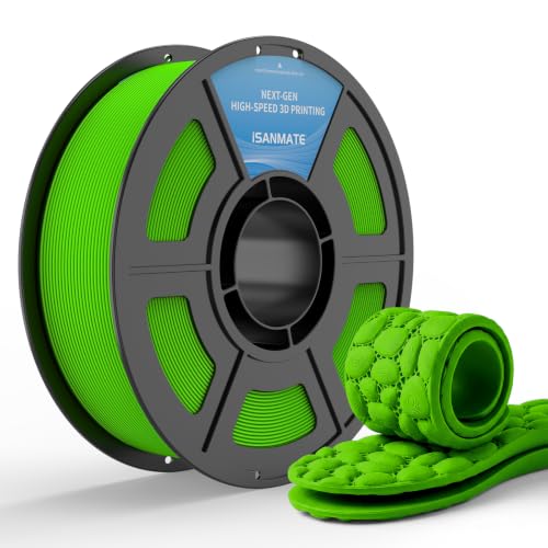 Image of iSANMATE TPU 85A Filament 1.75mm, Green TPU Flexible Filament 85A, 1kg | iSANMATE Filament; Soft Flexible TPU HF; Compatable with Bambu Lab & most FDM 3D Printers; 1kg /2.2lbs; 50-80mm /s
